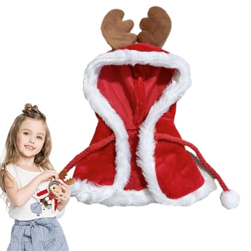 Umhang für Plüschpuppen, Plüschpuppenkleidung, Weihnachten Puppenkleidung Outfit Set, Anziehkleidung, süßer Puppenanzug, Geweihumhang, Puppendekoration, Puppenzubehör, Partygeschenke von Generic