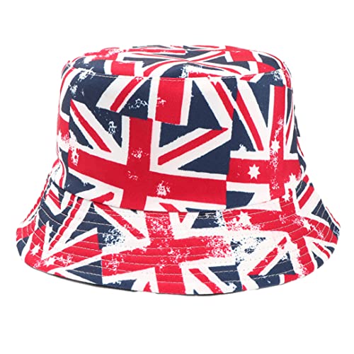 Union Reversible Eimer Hut für Männer und Frauen König Charles Krönung Britische Hut Union UK Flagge Muster Unisex Bucket Hut für Charles Krönungsparty Stil a von Generic