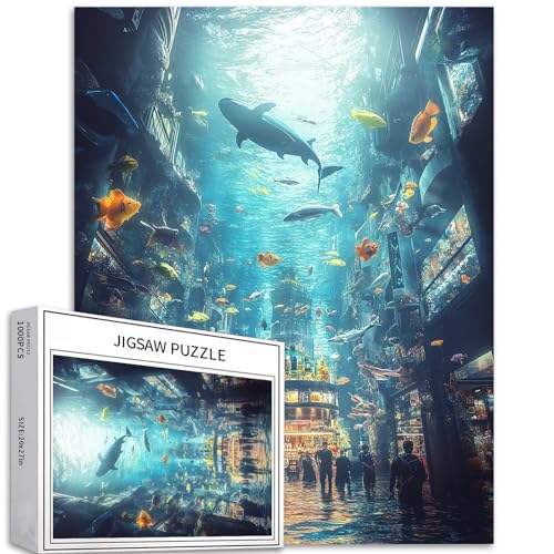 Unterwasserschloss, Puzzle für Erwachsene, Ozean, Stadt, Kunstpuzzle, anspruchsvolle Familienaktivitäten, buntes Bastelpuzzle für Heimdekoration, Geschenke, 50 x 70 cm, 1000 Teile von Generic