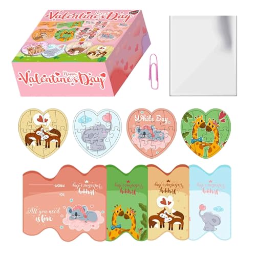 Valentinstag-Puzzle für Kinder, Valentinstag-Herzform-Puzzle | Kinderpuzzle Cartoon-Valentinstag-Puzzle | Bildungspuzzle für Austauschspiel zur Belohnung im Klassenzimmer, Love Notesg von Generic