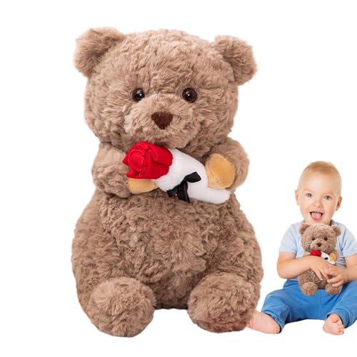 Valentinstag-Teddybär – süßer Plüschbär, liebevolles Stofftier-Geschenk | Entzückender Bär mit rotem Herz für Freundin, Freund, Jahrestag, Romantisches Geschenk für Paare von Generic