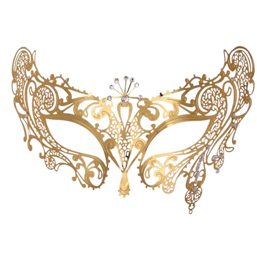 Venezianische Maskerade Maske Maskenball Maske Damen Karneval Maske Augenmaske Kostüm für Halloween Karneval Abendkleid Tanz Ball Party (Metall Masken) von Generic