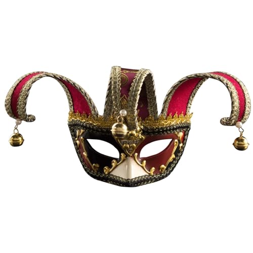 Venezianischen Karnevals Maskerade Entwurfs Maskentanze Retro Masken Damen Herren Maske Augenmaske Halloween Karneval Abendkleid Tanz Party Cosplay Verkleidung Deko Abschlussball (Red, One Size) von Generic