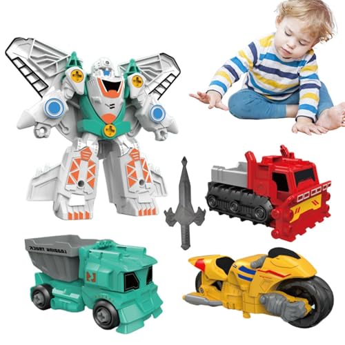 Verwandelbares Auto für, Verwandelbares Dinosaurierspielzeug | 4X Kinder-Dinosaurier-Roboter-Transformationsspielzeug,Frühpädagogisches Spielzeug, Kleinkindspiel, Coasting Power Design-Spielzeugauto von Generic