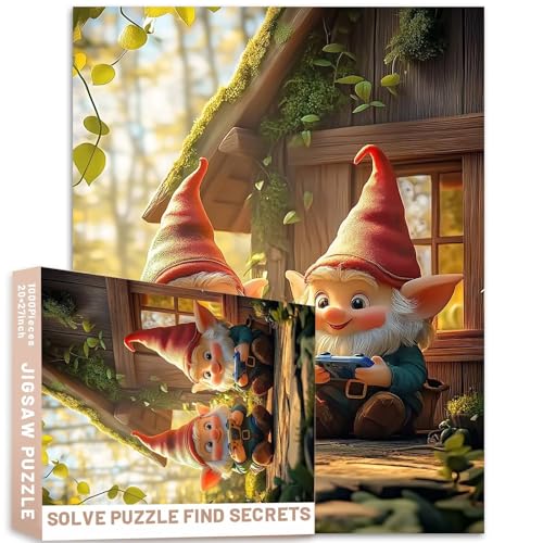 Videospiel-Zwerge, Puzzle, Cartoon-Kunst, 68,6 x 50,8 cm, Holzhaus, helle fröhliche Aktivität, anspruchsvolle Familienaktivitäten, buntes Bastelpuzzle für Heimdekoration, Geschenke, 1000 Stück Videospiel-Zwerge, Puzzle, Cartoon-Kunst, 68,6 x 50,8 cm, Holzhaus, helle fröhliche Aktivität, anspruchsvolle Familienaktivitäten, buntes Bastelpuzzle für Heimdekoration, Geschenke, 1000 Stück von Generic