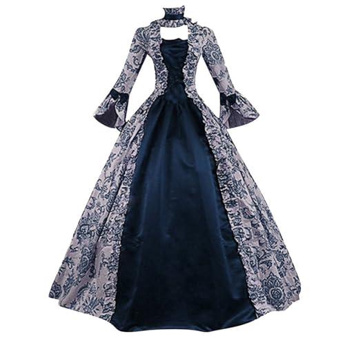 Viktorianische Kleidung Damen - Mittelalter Kleidung Damen Frauen Mittelalterliches Kleid ausgestellte Ärmel Geister Schwarze Geisterbraut böse Königin Langarm Retro Gothic Cosplay Punk-Stil Kostüme von Generic