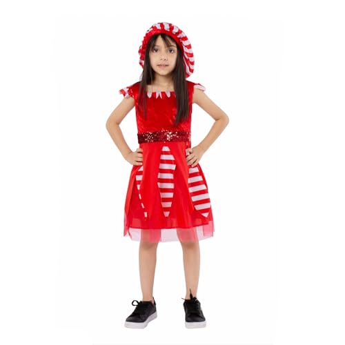 Weihnachten Elfenn Kostüm Mädchen Weihnachtskleid Elfenkleider Kinder Weihnachtselff Kostüm Set mit Elfenhut&Socken Weihnachten Kinderkleider Partykleid Tutu Prinzessin Kleid (1-Red-8, 11-13 Years) von Generic