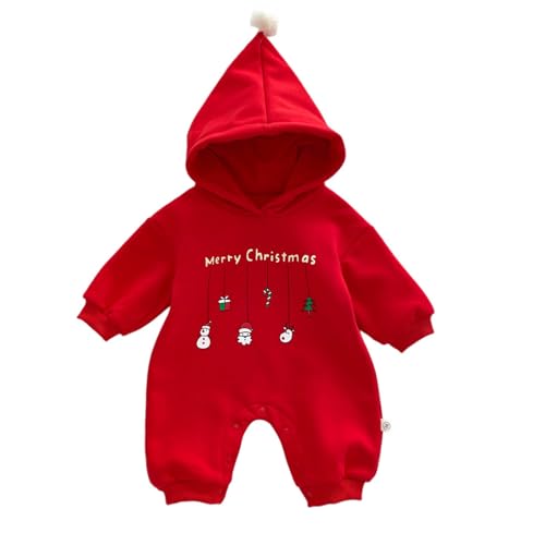 Weihnachten Fleece Overall Baby Mädchen Santa Claus Costume Baby Weihnachten Outfit Kleidung Kleidung Weihnachten Mädchen Babykleidung Jungen 0-6 Monate Strampler Und Mützen von Generic