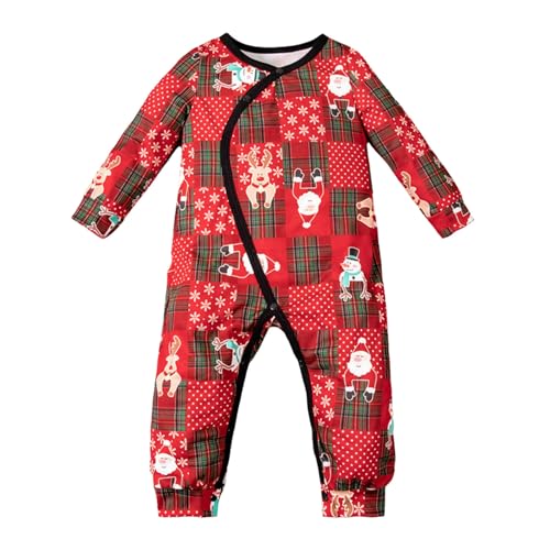 Weihnachten Kinder Cosplay-Overall Säuglings-Jungen-Mädchen-Cartoon-Tiere gedruckt Pullover Patchwork Stil Overall Neugeborene Kinderkleidung Christmas (Red, 12-18 Months) von Generic