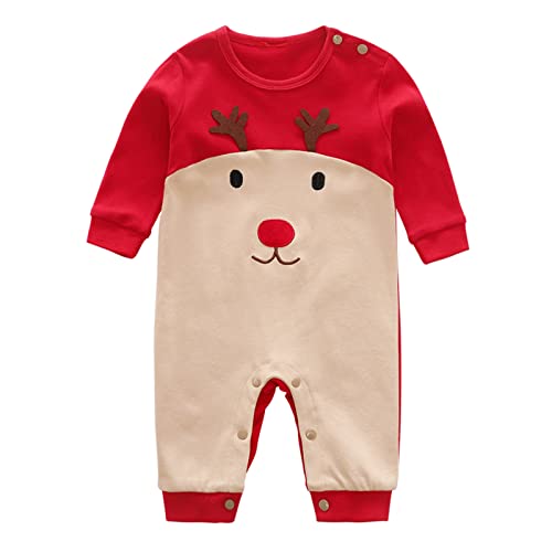 Weihnachten Kinder Mädchen wojonifuiliy01 Neugeborenes Baby Mädchen Junge Weihnachtsoutfits Baby Strampler Langarm Overall Weihnachtskleidung Christmas (C, 12-18 Months) von Generic