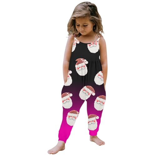 Weihnachten Kinder-Schlafanzug-Sets Kleinkinder Kleinkind Baby Mädchen Weihnachten Drucke Overall Ärmelloses Romper Outfits Hosen Kleidung (5-6Years) von Generic