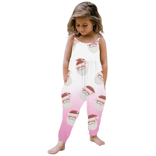 Weihnachten Kinder-Schlafanzug-Sets Kleinkinder Kleinkind Baby Mädchen Weihnachten Drucke Overall Ärmelloses Romper Outfits Hosen Kleidung (7-8Years) von Generic