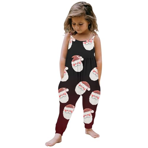 Weihnachten Kinder-Schlafanzug-Sets Kleinkinder Kleinkind Baby Mädchen Weihnachten Drucke Overall Ärmelloses Romper Outfits Hosen Kleidung (9-10Years) von Generic