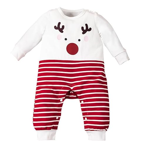 Weihnachten Kinder wojonifuiliy01 Party-Outfits Christmas Säuglings Jungen-Mädchen-Weihnachts-Cartoon-bedruckter Pullover Neugeborenen Langarm-Overall Kleidung (Watermelon Red, 12-18 Months) von Generic