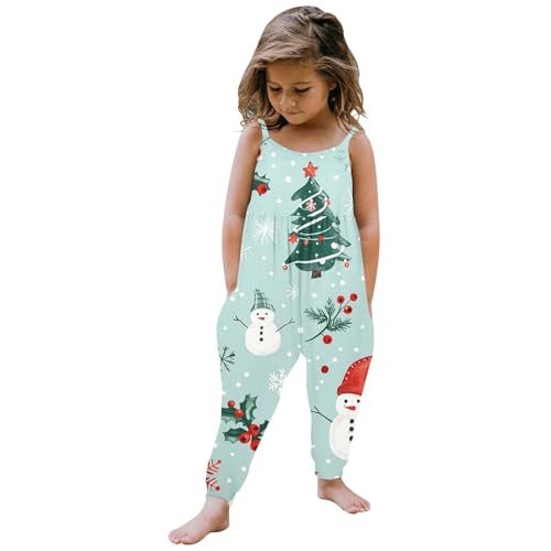 Weihnachten Mädchen-Outfits&Set Kleinkind Baby Mädchen Weihnachten Drucke Overall Ärmelloses Romper Outfits Hosen Kleidung (Mint Green, 1-2Years) von Generic