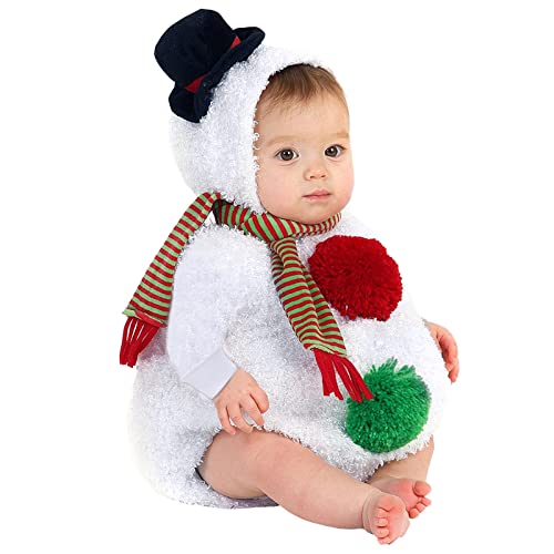 Weihnachten Stirnband Kleinkind Kleinkind Baby Mädchen Set Langarm Weihnachten Weihnachten Cosplay Kostüm Schneemann Hoodie Strampler Overall und Schal Set Baby Anzug Weihnachten (White, 3-6 Months) von Generic