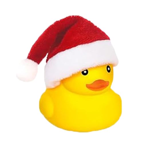 Weihnachtliche Quietscheente, 2,17 x 1,77 Zoll große Duckies-Auto-Armaturenbrett-Dekorationen, Entenspielzeug mit Weihnachtsmannmütze, schwimmende Badewannen-Enten, Gummienten für Weihnachten, Geburts von Generic