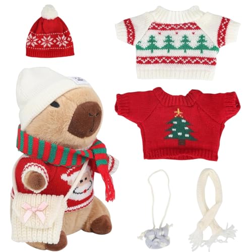 Weihnachts-Capybara-Plüsch Weihnachtskuscheltiere Süße Plüschpuppe mit Kleidung und Accessoires - Lustiges interaktives Spielzeug für Partys, niedliche Plüschtiere, Weihnachtsdekoration für Bett, So von Generic