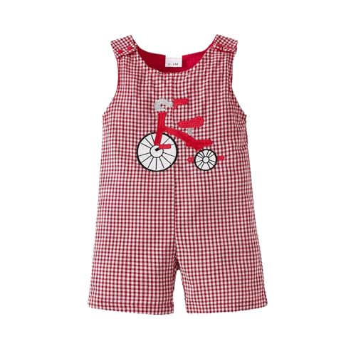 Weihnachts Kinder wojonifuiliy01 Cosplay-Outfits Kleinkind Jungen Mädchen Weihnachten Ärmellos Cartoon Sticken Strampler Plaid Kostüm Overall Mantel Christmas (Red, 0-3 Months) von Generic