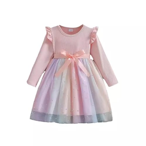 Weihnachts Kinder wojonifuiliy01 Strampler Baby Mädchen Langarm Bogen Kleid 2024 Kleine Mädchen Weihnachten Kleid Prinzessin Kleid Christmas (Red, 2-3 Years) von Generic