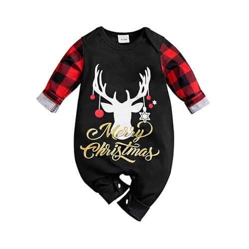 Weihnachts Neugeborenen Baby Kinder Jungen Mädchen Weihnachten Outfits Babyspielanzug Langarm Overall Weihnachtskleidung Christmas wojonifuiliy01 (Black, 2-3 Years) von Generic