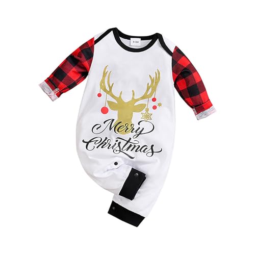 Weihnachts Neugeborenen Baby Kinder Jungen Mädchen Weihnachten Outfits Babyspielanzug Langarm Overall Weihnachtskleidung Christmas wojonifuiliy01 (White, 12-18 Months) von Generic