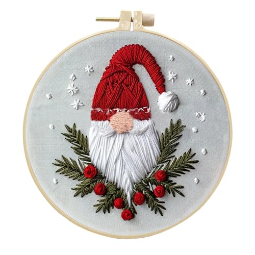 Weihnachts-Stickset mit Stickrahmen, neues einfaches Stickset für Anfänger und Erwachsene, komplettes Stickrahmen-Set mit Nadeln und Faden im Lieferumfang enthalten Urd835 (A, 23x24x1cm) von Generic