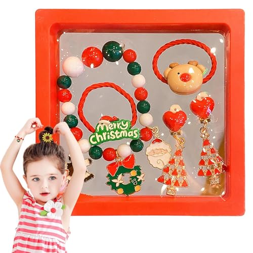 Weihnachts-Stirnband, Schmuck für kleine Mädchen – Santa Elk Weihnachtsbaum, Armband, Stirnband Ohrclips, Set, Partyzubehör, Kostümzubehör Weihnachts-Stirnband, Schmuck für kleine Mädchen – Santa Elk Weihnachtsbaum, Armband, Stirnband Ohrclips, Set, Partyzubehör, Kostümzubehör von Generic