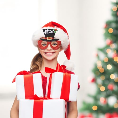 Weihnachtsbrillengestelle | Brillen mit Feiertagsmotiven | Lustige Weihnachtsbrillengestelle | Weihnachtsparty-Set | Fotoautomaten-Weihnachtsparty Szw925 (B, 14.2X13.1cm) von Generic