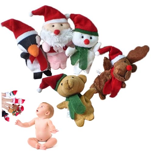 Weihnachtsfingerpuppen, 5 Styles Rentier Schneemann Santa Penguin Bär mit roten Weihnachtsmut Fingerpuppen für die Weihnachtsfeier der Geschichtenerzählen für Kinderpartytaschen -Füllstoffe. von Generic