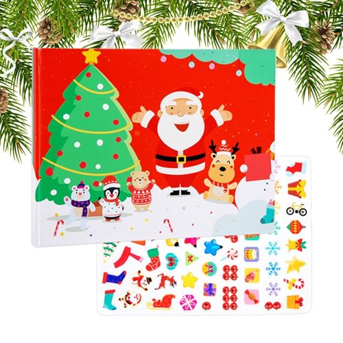 Weihnachtsgelee-Stickerbuch,Wiederverwendbares Weihnachtsstickerbuch | Jelly Sticker Weihnachtsbuch Lernspielzeug - Weihnachtsaufkleber, wiederverwendbare Stickerbücher, Spielzeug für Kleinkinder, Wei von Generic