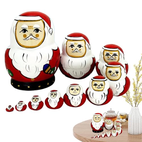 Weihnachtsmann-Puppen – Stapelbare Holzpuppen, buntes Cartoon-Spielzeug | Stapelbares Lernspielzeug im Design, stapelbare Puppen aus Holz, lustige Halloween-Dekoration, T von Generic