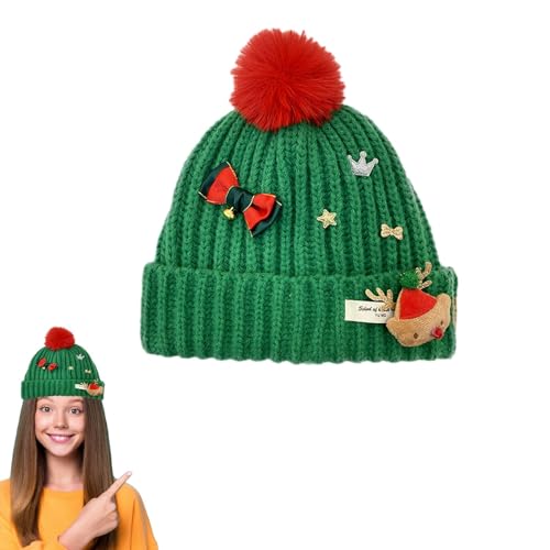 Weihnachtsmützen für Erwachsene, Weihnachtsmütze | Gestrickte Weihnachtsmützen - Häkelmütze, Weihnachtsmannmütze, Winterstrickmütze, Beanie-Mütze für Kinder ab 6 Jahren von Generic