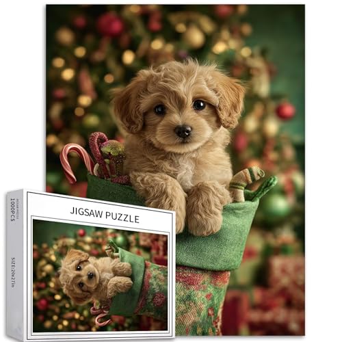 Weihnachtspuzzle, Welpe, 1000 Teile, Puzzles für Erwachsene, Weihnachtsbaum-Hintergrund, Kunst, Puzzle, anspruchsvolle Familienaktivitäten, buntes Bastelpuzzle für Heimdekoration, Geschenke, 50,8 x Weihnachtspuzzle, Welpe, 1000 Teile, Puzzles für Erwachsene, Weihnachtsbaum-Hintergrund, Kunst, Puzzle, anspruchsvolle Familienaktivitäten, buntes Bastelpuzzle für Heimdekoration, Geschenke, 50,8 x von Generic