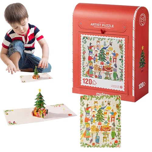 Weihnachtsrätsel, Weihnachtsrätsel für Kinder,Weihnachtsthema Winterpuzzle - Anfänger-Puzzle-Set, Lernspielzeug, Weihnachtsspielzeug für und Mädchen im Alter von 4–6 Jahren von Generic