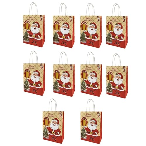 Weihnachtstaschen - Weihnachts-Einkaufstasche | Geschenktüten 10 Stück, Weihnachtsstimmung mit einer weihnachtlichen Geschenktüte. Lassen Sie festliche Designs die Wärme der Jahreszeit hervorrufen, wä von Generic