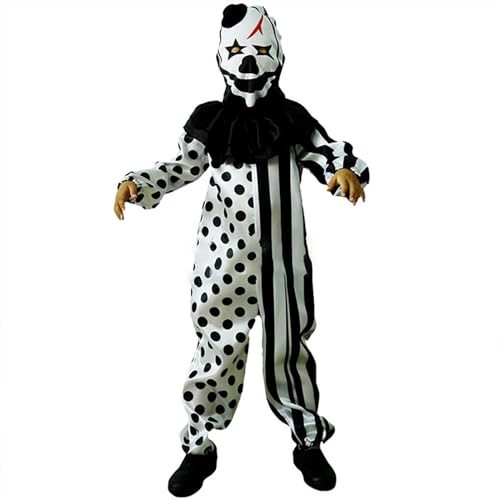 Weißes Kleid Baby Kinder-Overall, Halloween-Clown, gepunktet, Spitzenkragen, Streifen-Overall, Halloween-Kostüm Langarm Body Schwarz Baby (C, 4-6 Years) von Generic
