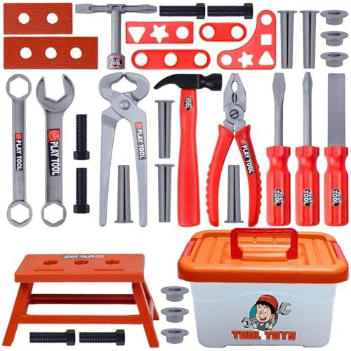 Werkzeuge für Kinder, Konstruktionsspiel für Kinder mit Hammer, 39 Stück, realistisches Rollenspiel für 3 bis 7 Jahre Werkzeuge für Kinder, Konstruktionsspiel für Kinder mit Hammer, 39 Stück, realistisches Rollenspiel für 3 bis 7 Jahre von Generic