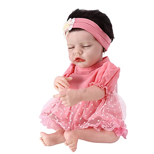 Wiedergeborene Babypuppe, Weiche -Dress -up -Bildungsspielzeug Waschbarer Wiedergeborenes Mädchen Puppen Entzückende Lebensee mit Rosa Kleid für 3 + Jahre Alte Zum Heimspiel von Generic