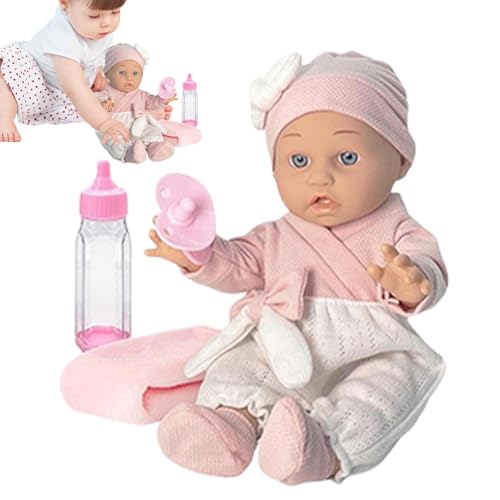 Wiedergeborene Puppen für Kleinkinder, realistische Kleinkindpuppe, realistische Babypuppe | 12 Zoll wiedergeborene Kleinkindpuppen mit Kleidung, Flasche und Schnuller, Kleinkindpuppe von Generic