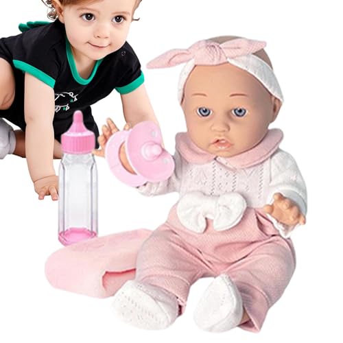 Wiedergeborene Puppen für Kleinkinder, realistische Kleinkindpuppe, realistische Babypuppe | 12 Zoll wiedergeborene Kleinkindpuppen mit Kleidung, Flasche und Schnuller, Kleinkindpuppe von Generic