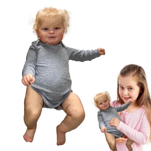 Wiedergeborenes Puppenmädchen | 20 Zoll realistische wiedergeborene Kleinkinderpuppen mit blonden lockigen Haaren – handgefertigte bewegliche wiedergeborene Babys aus weichem Silikon mit weichem Tuch von Generic