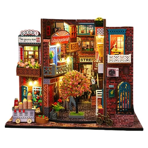 Winziges Haus-Kit, Miniatur-Haus-Kit,-Haus | Miniatur-Puppenhausmodell mit LED-Raum und Möbeln für Erwachsene, Teenager, Hobby, Basteln, Weihnachten von Generic