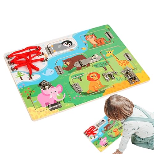 Wooden Latches Board, Animal Sensory Board, Sensory Activity Board, Fine Motor Skills Toy, Travel Sensory Toy 30x22.5x0.7cm/11.81x8.86x0.28 Inches for Travel, Quiet Play at Home von Generic