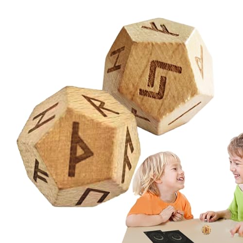 Wooden Runes Set - Runen-Set aus, Weissagungs-Runen-Set - 2-teiliges geschnitztes Elder Futhark Runen-Set | Kleine Runenwürfel für Reisen, Unterhaltung, sammelbares Runenset für Meditation von Generic