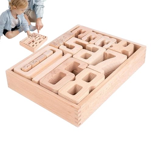 Ziffernblöcke Mathematik - Holzzahl Bausteine ​​für Kinder, Bildungsspielzeug | Math Learning Stacking Set, Homeschool -Vorräte für Kleinkinder, Zahlenstapelblöcke für die frühe Bildung von Generic