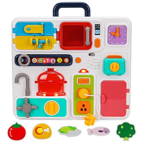 küchenset, Küche für 1-3 - LED Light Kid Kitchen -Spielset mit Musikauto -Sitzspielzeug | Sorting & Stapeling, Kinderkleid & Treps Play für Langstreckenwagen und Flugzeugreisen von Generic