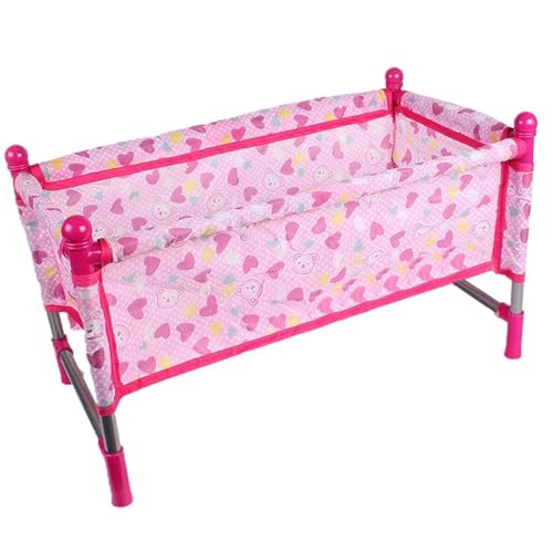 puppenwagen, puppenbuggy, Babypuppenbett, einfach zu installierendes Puppenbett, Stabiler Kunststoff und Stoff, Babypuppenbett, Rollenspielspielzeug, Babypuppenzubehör, Geschenk für Mädchen von Generic