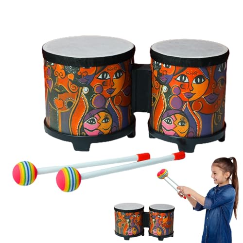 xBongotrommeln für Kinder – Handtrommeln aus Holz, tragbares Musikspielzeug | Leichtes Anfänger-Bongos-Kinder-Interaktives Percussion-Drum-Set, pädagogische Rhythmus-Trainingsinstrumente für den Einsa von Generic