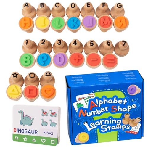Alphabet-Zahlenstempel, Alphabet-Stempel für Kinder - Wood Mathematics Learning Number Stampers - Klassenzimmer Kunsthandwerk Kompaktes Vorschulzubehör für Kinder Kinder Alphabet-Zahlenstempel, Alphabet-Stempel für Kinder - Wood Mathematics Learning Number Stampers - Klassenzimmer Kunsthandwerk Kompaktes Vorschulzubehör für Kinder Kinder von Genérico